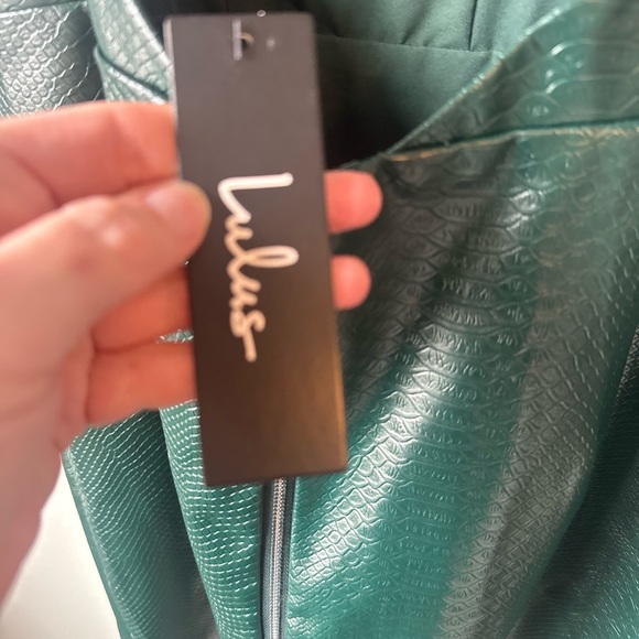 Lulus Elegant Green Faux Leather Dress - Picture 6 of 7